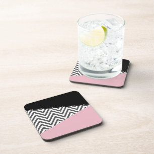 Posavasos Gris Zigzag, Gris Chevron, Zigzag Pattern, Rosa