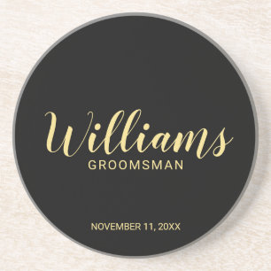 Posavasos Groomsman personalizado con guión moderno