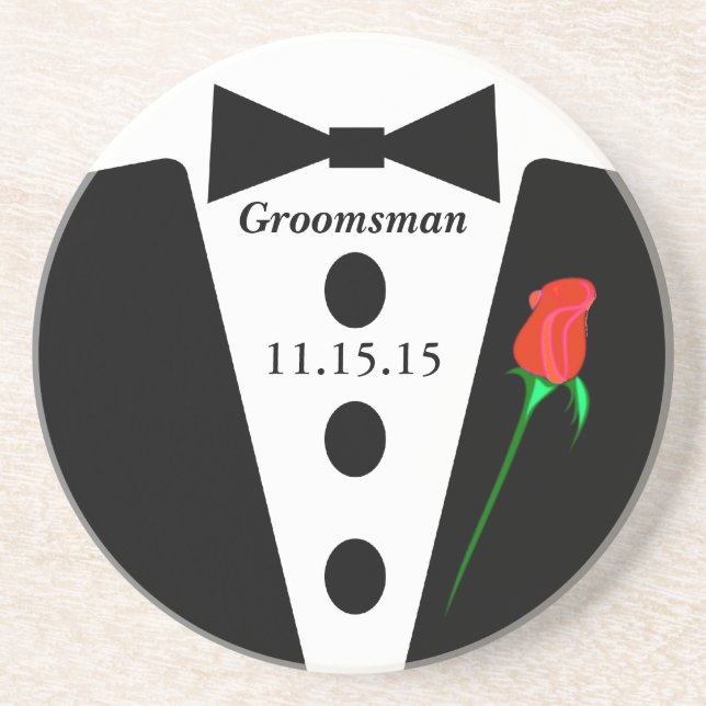 Posavasos Groomsman Tuxedo Coasters (Frente)