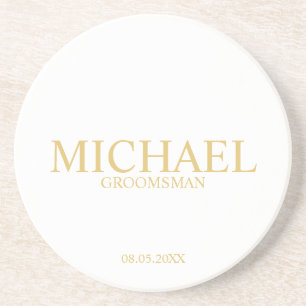 Posavasos Groomsmen personalizado de oro clásico