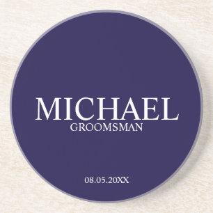 Posavasos Groomsmen personalizados de la Marina Azul