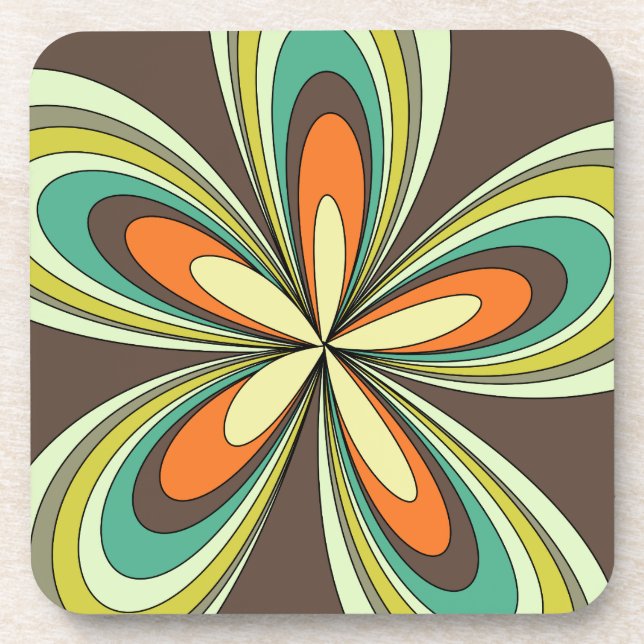 Posavasos Groovy 60's 70s Hippie Flor marrón Retro Daisy (Frente)