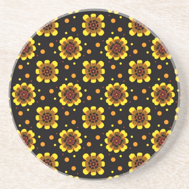 Posavasos Groovy 70s Daisy Flower Power Pattern (Frente)