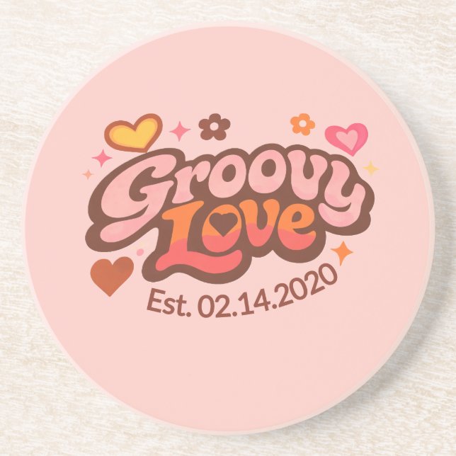 Posavasos Groovy Love Personalized Valentine’s Gift Retro (Frente)