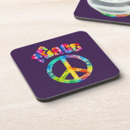 Posavasos Groovy Tie Dye Peace Sign Coaster Set