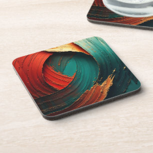 Posavasos Grueso óleo abstracto pintado con impasto