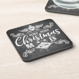 Posavasos Grunge Chalkboard Feliz Navidad Típode retro