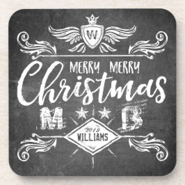 Posavasos Grunge Chalkboard Feliz Navidad Típode retro