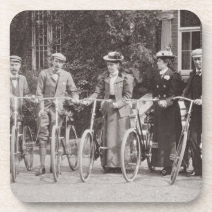 Posavasos Grupo de bicyclists de Edwardian, 1900s tempranos