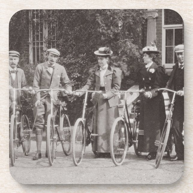 Posavasos Grupo de bicyclists de Edwardian, 1900s tempranos (Frente)