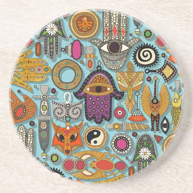 Posavasos grupo de talismanes azul (Frente)