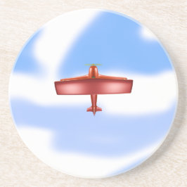 Posavasos Guay Adventurous Flying Red Plane Sandstone Coaste