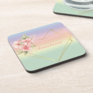 Posavasos Guay, asombroso, corazón arcoiris con tu nombre