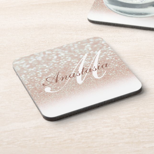 Posavasos Guay, asombroso, nombre de Purpurina rosado (Lado Izquierdo)