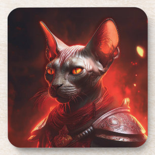Posavasos Guerrero de gato esfinge steampunk que parece fier