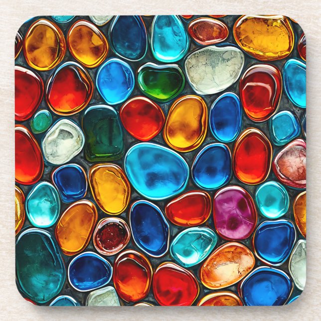Posavasos Guijarros de mar multicolores (Frente)
