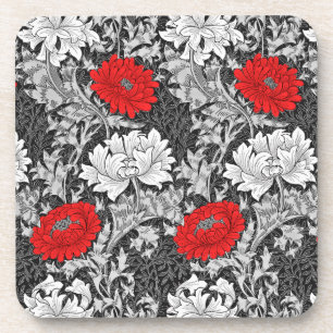Posavasos Guillermo Morris Crisantemos, Gris y Rojo