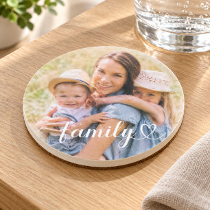 Posavasos Guión blanco de amor familiar con foto personaliza