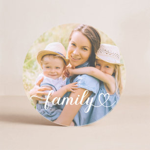 Posavasos Guión blanco de amor familiar con foto personaliza