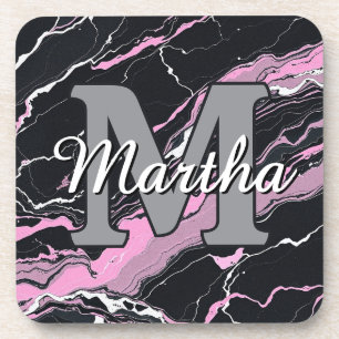 Posavasos Guión de monograma personalizado inicial de nombre