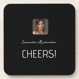 Posavasos Guión de nombre de foto personalizado en blanco ne