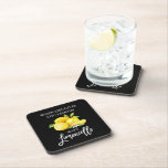 Posavasos Guión de pincel Color de agua negro Lemons Limonce<br><div class="desc">Guión de Cepillo Moderno Lemones de color de agua cuando la vida te da lemas que hacen de Limoncello una montaña rusa</div>
