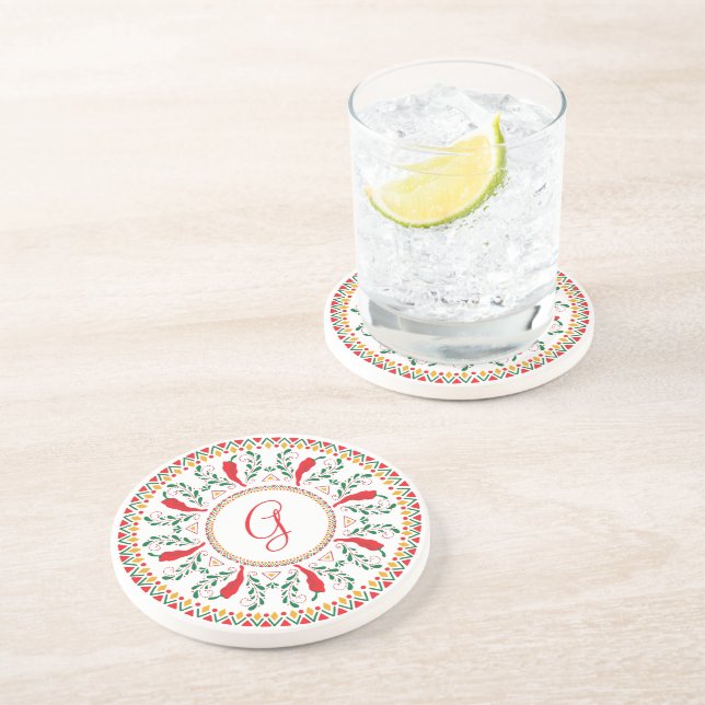 Posavasos Guirnalda de Pepper de Chile Rojo (Lado)