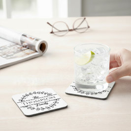 Posavasos Guirnalda floral del apellido de familia