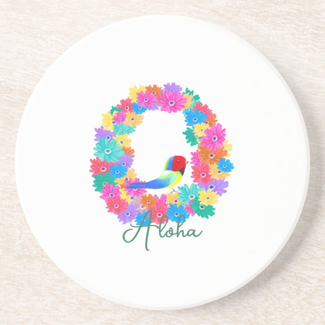 Posavasos Guirnalda floral tropical de Aloha (Frente)