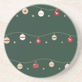 Posavasos Guirnaldas de adornos y estrellas sobre verde