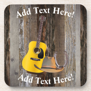 Posavasos Guitar Cowboy gorra Horseshoe Barn Board