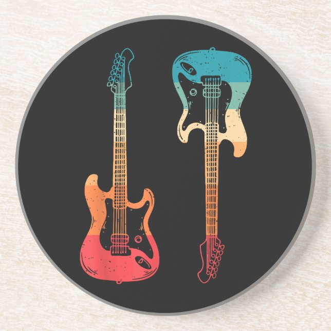 Posavasos Guitarista de guitarra retro rock de guitarra de t (Frente)