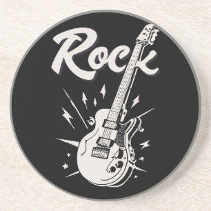 Posavasos Guitarra eléctrica con palabra rock