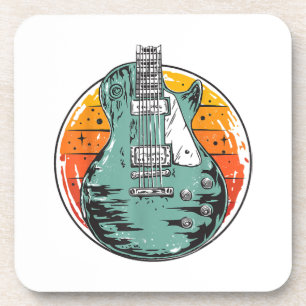 Posavasos Guitarra Eléctrica Retro Atardecer Vintage Banda d