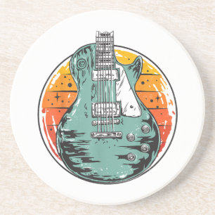 Posavasos Guitarra Eléctrica Retro Atardecer Vintage Banda d