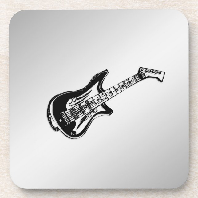 Posavasos Guitarra eléctrica sobre plata (Frente)