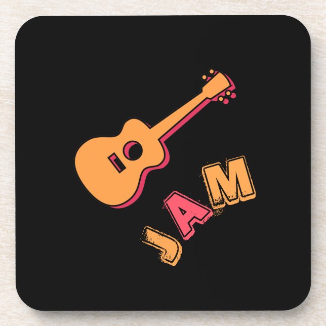 Posavasos Guitarra Roca, Música Jam Style, Naranja y Arte Ro (Frente)