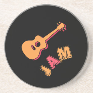 Posavasos Guitarra Roca, Música Jam Style, Naranja y Arte Ro