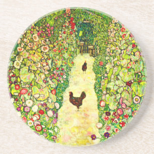 Posavasos Gustav Klimt Garden con pollos