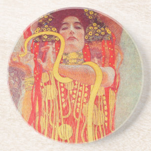 Posavasos Gustav Klimt Red Woman Gold Snake Pintura