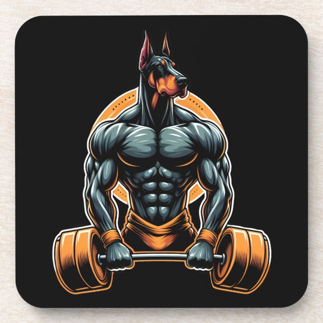 Posavasos GYM doberman dog bodybuilder powerlifter (Frente)