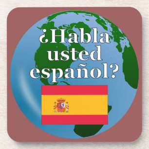 Posavasos ¿Hablas español? en español. Bandera y globo
