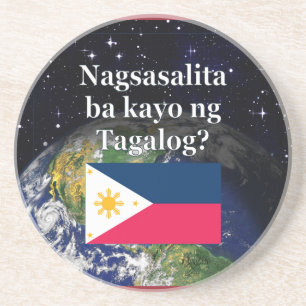 Posavasos ¿Hablas tagalo? en tagalo. Bandera y Tierra