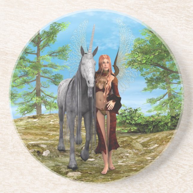 Posavasos Hada con unicornio (Frente)