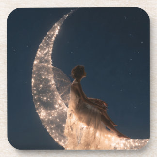 Posavasos Hada Etérea Sentada En Una Luna Creciente Brillant