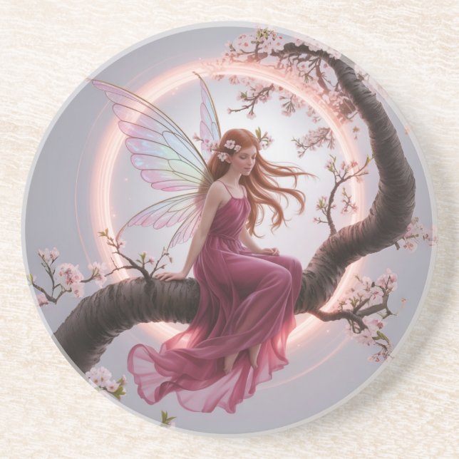 Posavasos Hada mágica entre flores de cerezo – Ilustración d (Frente)