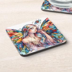 Posavasos Hadas de arte de fantasía inspirado en el vidrio d