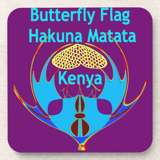 Posavasos "Hakuna Matata Kenya" Arte de mariposa Imprimir/Gr (Frente)