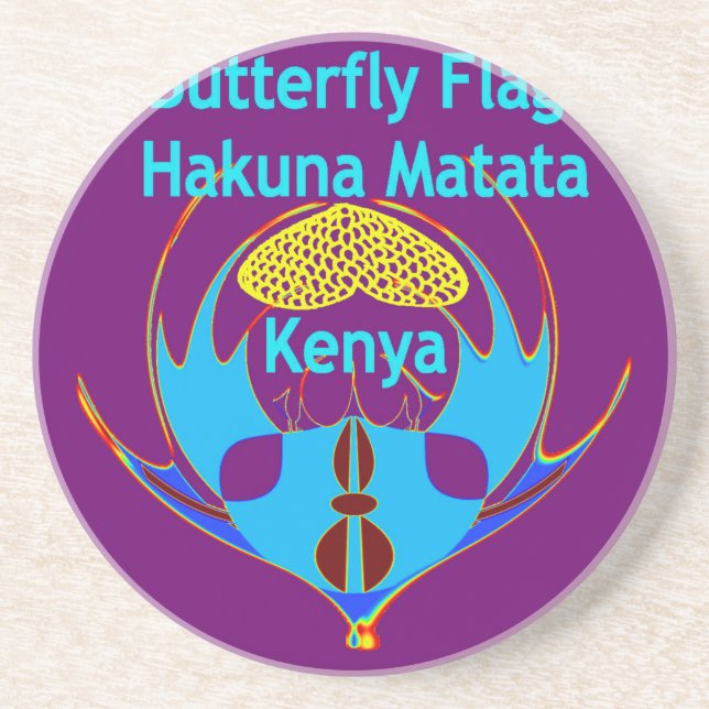 Posavasos "Hakuna Matata Kenya" Arte de mariposa Imprimir/Gr (Frente)