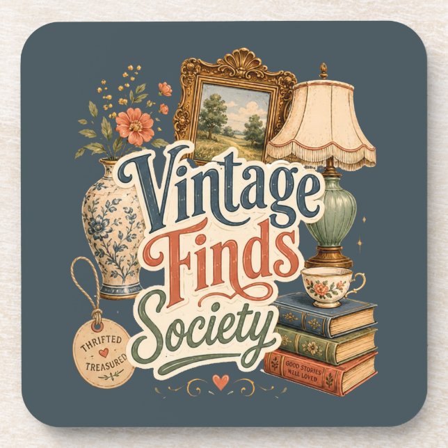 Posavasos Halla Tesoros Rústicos Vintage Azul  (Frente)